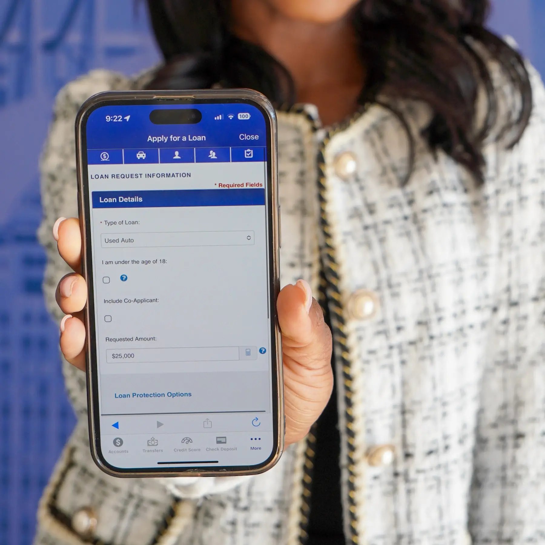 Auto Loan App on phone_faceless