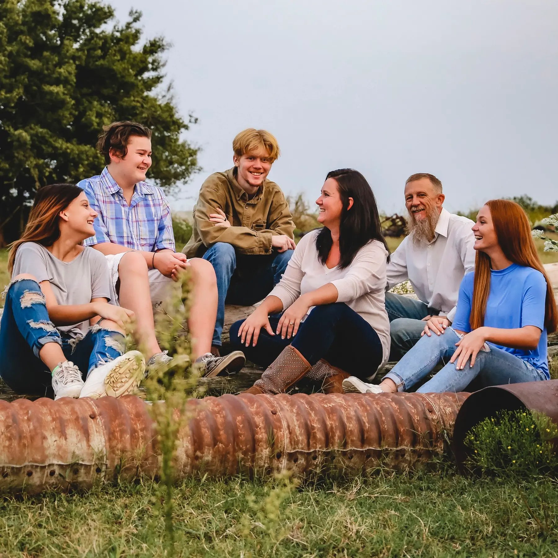 Family photo in field