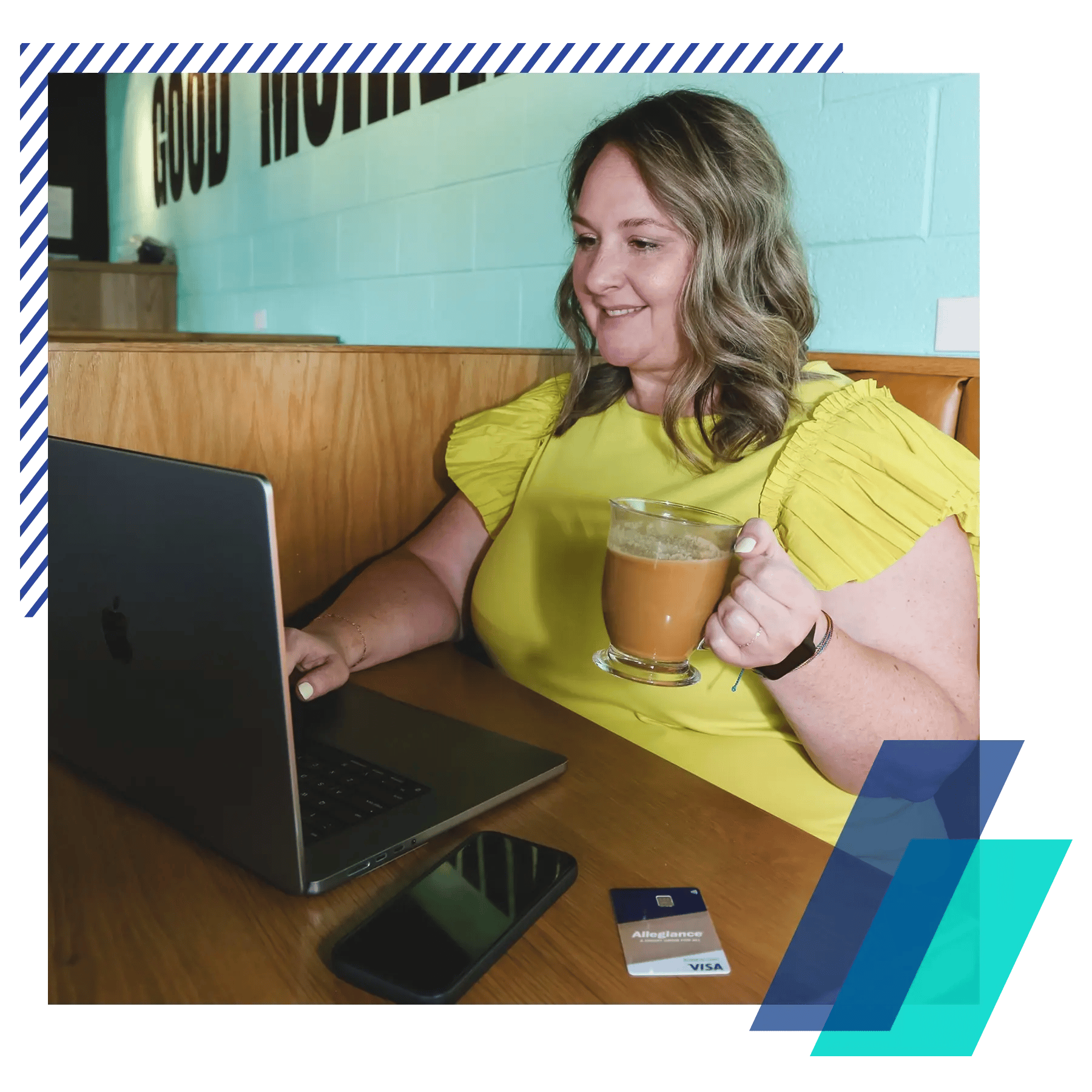 Business Checking_Krysi at coffee shop