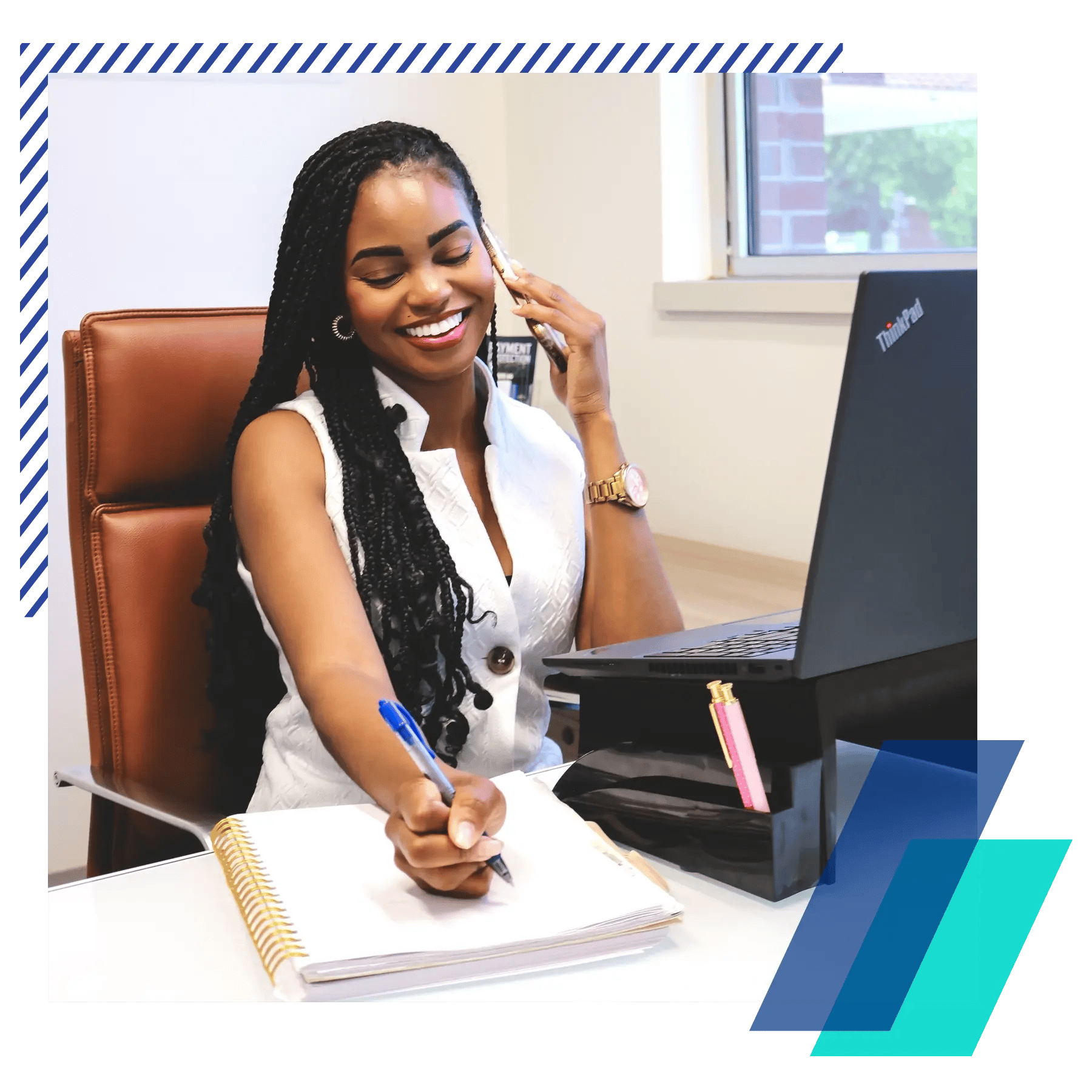 Female loan officer taking credit builder loan application over the phone