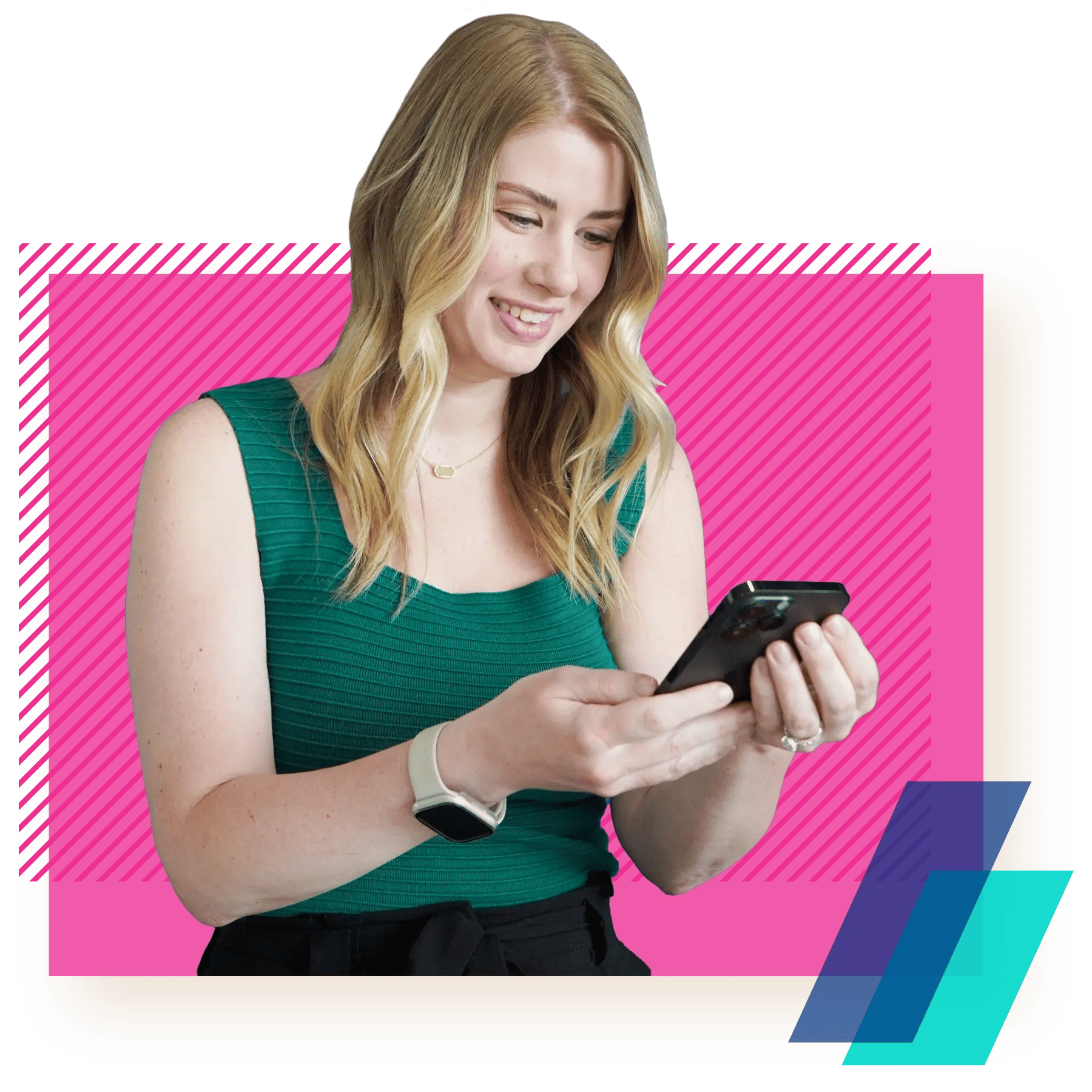 Christina using mobile app