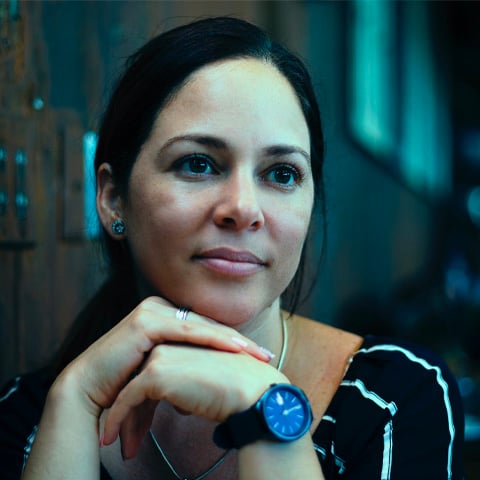 Mature woman glancing off into the distance