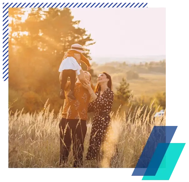 Family in the sunset.