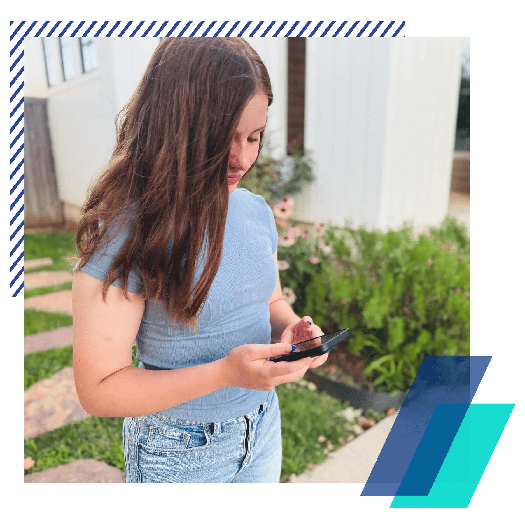 Teen looking at phone