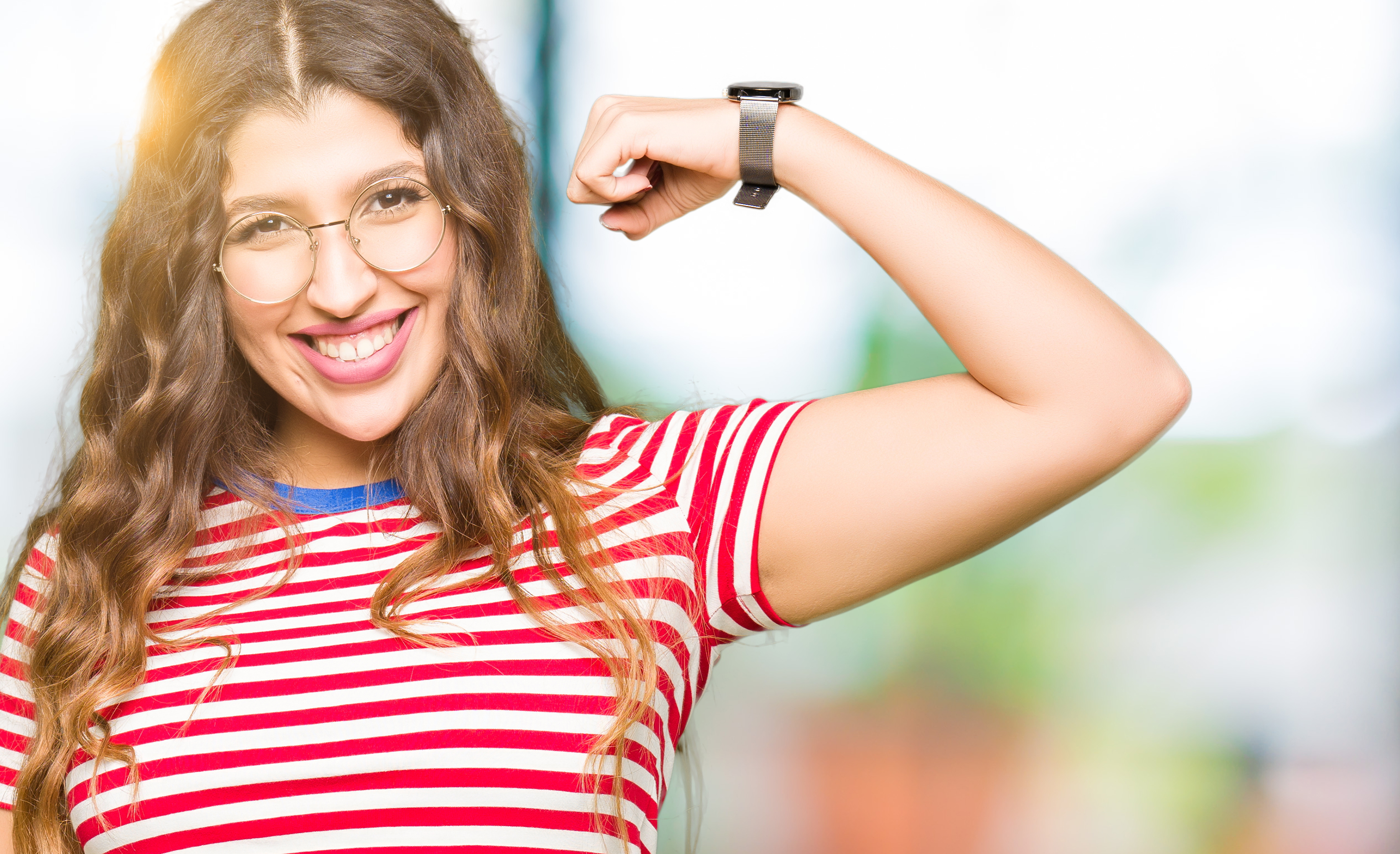 heloc vs home equity can be tricky this woman is flexing her bicep because having home equity it powerful.