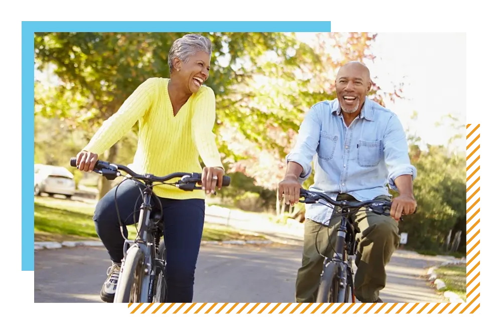 Product Features_couple riding bikes in retirement